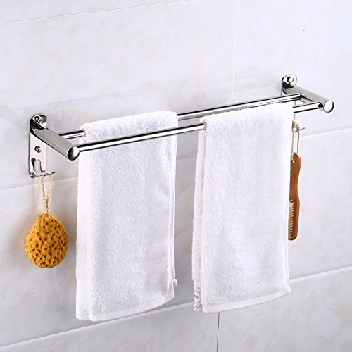 MBYW Portasciugamani Alto carico Portasciugamani da Bagno Mensola portaoggetti Acciaio Inossidabile, Accessori per Il Bagno, a Parete, Stile Minimalista, Doppia Striscia di Asciugamani 70 cm