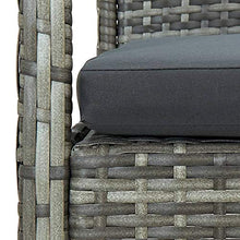 Tidyard Set Divani da Giardino 4 pz con Cuscini in Polyrattan Grigio,Salotto da Giardino,Set Mobili da Giardino,Tavolo Rettangoalre+Panca 2 Posti+2 Poltrone da Giardino per Esterno