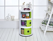 Nwn Scaffale di stoccaggio Scaffale di plastica Armadietto per Bambini Armadio da Cucina Rotondo (Color : Green+White, Size : 4 Floors)