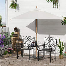 Outsunny Panchina da Giardino 2 Posti con Tavolino e Foro per Ombrellone, Arredamento da Esterno retrò 160x61x96cm Nero