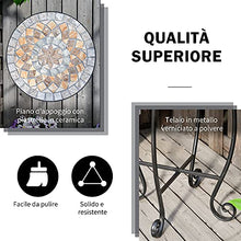 Outsunny Tavolino da Giardino, Tavolo da Esterno in Metallo Nero e Ceramica, Verde e Arancione Ф36 x 58cm