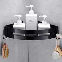 ZLININ Y-longhair Bagno Angolo Stand Alluminio Nero Mensola Bagno Mensola Cosmetici Rack con Singola Leva Bagno Angolo Basket con Gancio Bagno Rack Mensola
