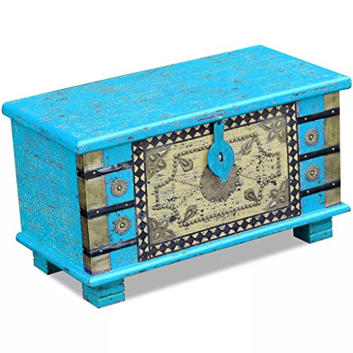 XINGLIEU Baule portaoggetti Blu, Baule portaoggetti in Legno, Tavolo supplementare, 80 x 40 x 45 cm