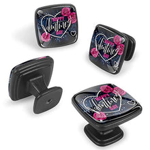 Valentine's day grettings lettering with doodle branches Pomelli per Porta Set di 4 Pomelli per Mobili Manopole per Cassetti Cucina Armadio Vetro