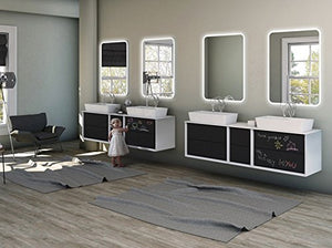 Mobile bagno sospeso moderno Bellagio sospeso grafite, misura cm 175, con specchio a led, top e lavabo