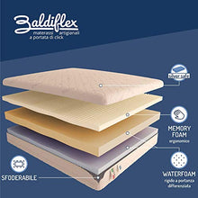 Baldiflex Emporio Materasso Singolo Memory 3 Strati Arcobaleno Deluxe, 80x190 H 22cm, 6 cm Memory e 15 cm Water, Rivestimento Silver Safe