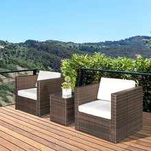 Outsunny Set Mobili da Giardino 3 Pezzi 2 Divani 1 Tavolino con Piano in Vetro Temperato Rattan Marrone