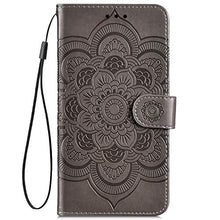 URFEDA Pelle Libretto Custodia Compatibile con Galaxy A11 Cover Libretto Portafoglio 3D Girasole Fiore Di Mandala Case Antiurto Cover Silicone Morbido Custodia Magnetico Taccuino Flip Custodia Grigio