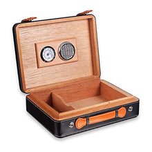 CLNAONG Humidor per Sigari, Cigar Box Legno di Cedro Black Mat Check in Pelle Cigar Humidor Cigar Moda Scatola Portatile