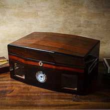 DZSF Cigar Humidor con umidificatore e igrometro, Solido impiallacciatura di Legno Vernice Cedar Vetro Trasparente Visibile Scatola Humidor detiene Il 100 Sigari