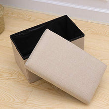 Pouf pieghevole con ripiano superiore pieghevole per giocattoli, cassapanca in tessuto di lino, poggiapiedi per camera da letto, soggiorno (beige)