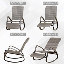 Outsunny Sedia a Dondolo da Giardino in Rattan Grigia, Poltrona Reclinabile e Pieghevole con Poggiapiedi Estraibile 90x64x108cm