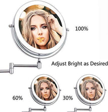 WZDD Specchio da Trucco da Parete, Specchio Cosmetico con Luce LED E Ingrandimento 5X, Girevole a 360° Doppio Faccia Specchio da Parete Rotondo