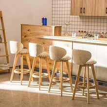 Yxsd Bar Stool pranza Sedia con Schienale e poggiapiedi Naturali Gambe in Legno massello con attenuato Pad Designer contemporanea for Office Lounge Pranzo Cucina (Color : Beige)