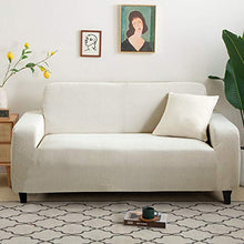 Fodere per Divano Copridivano Elasticizzato Jacquard Tinta Unita per Divani Copertura Protezione per Mobili in Spandex di Poliestere con Fondo Elastico e Antiscivolo (Bianca,190-230 cm)