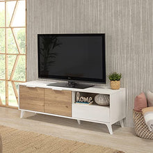 VS Venta-stock Mobile TV Koln 2 Porte e 1 cassetto, Color Bianco Spazzolato e Legno, 136,5 cm (Larghezza) 40 cm (profonditá) 48,5 cm (Altezza)