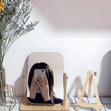 Specchio da toeletta in legno Specchio da scrivania rettangolare Specchio da tavolo portatile Specchio per il trucco Specchio da bagno da viaggio per studenti Ragazze da donna Bagno da barba Make Up S