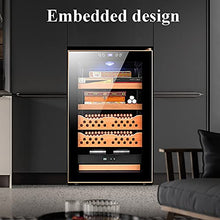 Humidor Acciaio Inox, Umidificatore per Sigari con 2 Ripiani Ed 2 Cassetto in Cedro, Igrometro Ed Luce LED, Termoelettrico, Porta in Vetro, 70 L, Nero