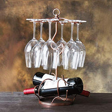 KDOAE Portabici da Tavolo 6 calici di Vetro Rack Supporti Tavolo Vino Bagagli Montanti Bronzo for Piccoli Zona Bar con 2 Bottiglie Free Standing controsoffitto del Vino del Metallo per Cabinet Bar