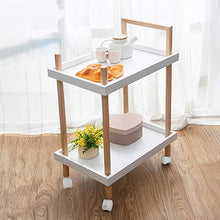 YIN YIN Carrello per ripiani Carrello con ripiano, semplice cremagliera in legno con puleggia di grande capienza, ristorante, ristorante, vassoio quadrato, carrello portapacchi bianco 54X36X76CM Carre