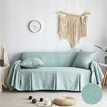 HM&DX Colore Solido Fodere Copridivani 1 Pezzo, Lino Fodera per Divano Stile Europeo Copridivano Protezione per Mobili per 1 2 3 4 Posti Divano-Blu Verde 200x260cm(79x102inch)