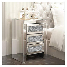 WSZMD 3 Cassetto Veneziano Vetro A Specchio Comodino in Vetro Maniglia in Vetro Specchio Camera Letto Comodino per Mobili Camera Letto, Comodino