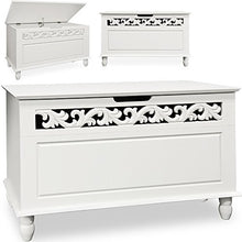 Deuba Cassapanca Shabby Contenitore 80x40x48cm Baule in Legno Bianco Arredamento Country Salvaspazio