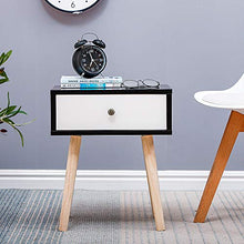 Comodini Camera con Cassetti,Set 2 Moderni Tavolini Laterale, tavolino per Divano, Organizer per Camera da Letto, Conservazione per Soggiorno (Nero e Bianco, 40 x 30 x 50 CM)