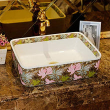Jgophu Lavabo da appoggio quadrato Lavabo in ceramica sanitaria per ingrandire il fiore del lavandino.