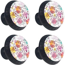 Lettera Love Graffiti Wings Colorful Pomelli per Porta Set di 4 Pomelli per Mobili Manopole per Cassetti Cucina Armadio Vetro
