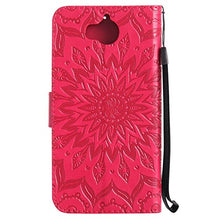 Huawei Y5 2017 custodia,Huawei Y5 2017 cover,goffratura mandala fiori girasole modello PU fold portafoglio in pelle Prem mium Flip Cover in ecopelle carta di credito titolari di ID per Huawei Y5 2017