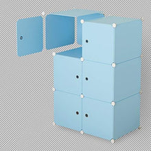 Armadio semplicità 6-Gitter Wardrobe Locker Organizzatore di Plastica Ripiani 6 Porte Deeper Cube Abbigliamento Home Camera Blu 76X47X111CM MXJ61