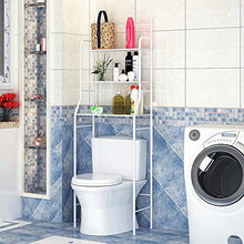 Flyelf Mensola Per WC, Scaffale Bagno e WC, con 3 Ripiani Scaffale 2 Ganci 165 * 55 * 26 cm (Bianca)