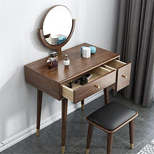 YaGFeng Comò Legno Intarsiato Comò Specchio Rotondo con Sgabello Slitta Cosmetici Comò Grandi Cassetti (Color, Size : Free)