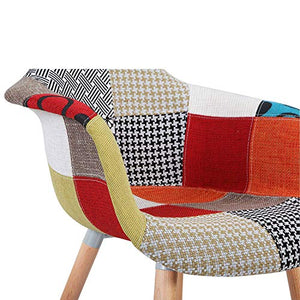 N/A Set di 2 poltrone patchwork con schienale morbido e moderno tessuto di lino per soggiorno, sala da pranzo, camera da letto (rosso)