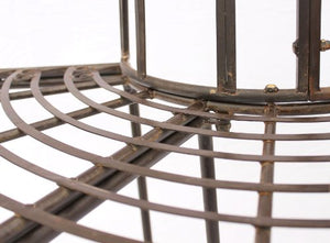 Panca 121071 Panca da Giardino in Metallo 127 cm Panca-Seduta Panca-Suolo Panca Rotonda Marrone