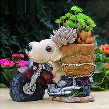 Statuette Statue By Motocicletta Cane Vaso da Fiori Creativo Animale Fiore Ornamento da Giardino Decorazione Resina Vaso da Fioriera Regalo