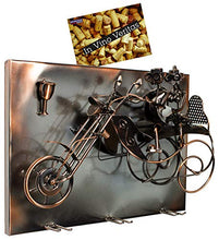 Brubaker portabottiglie Vino Coppia su Una Moto - Wall Art Picture Metal - con 3 portabicchieri - Incluso Biglietto di Auguri per Regalo Vino