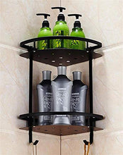 GJJSZ Scaffali triangolari a Due Piani con cestello Nero,Materiale in Acciaio Inossidabile,mensole da Bagno,mensola da Bagno 21,5 * 36 cm a Parete
