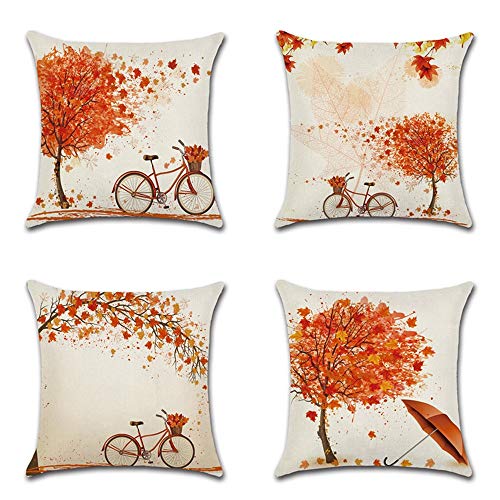 GSYYSZD Fodera per Cuscino, 4 Pezzi di Federa Decorativa Colorata Vivente 45 cm x 45 cm in Cotone e Lino Resistente,03