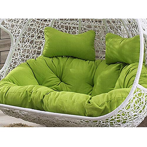 YEARLY Nido D'uovo Sagomato Cuscini, Cestino Cuscini Vimini in Rattan Swing Cuscini per Sedia Appendere L'amaca 2 Posti Persone Cerniera Lavabile Niente sedie-Verde 140x110cm(55x43inch)