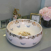 Jgophu China Artistic Porcelain Art - Lavabo da appoggio rettangolare, motivo farfalla