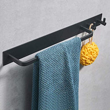 ZLININ Y-longhair - Portasciugamani in alluminio con 2 ganci, montaggio a parete, asta singola per il bagno, barra per doccia, asciugamano da bagno, anodizzato, lunghezza 43 cm