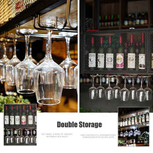 Armadietto del Vino Organizzare Bar da Cucina Portabottiglie Appeso Arte in Ferro Porta calici Capovolto Legno massello Sospeso Decorazione mensola Appassionato di Vino 2 Livelli/Cantine
