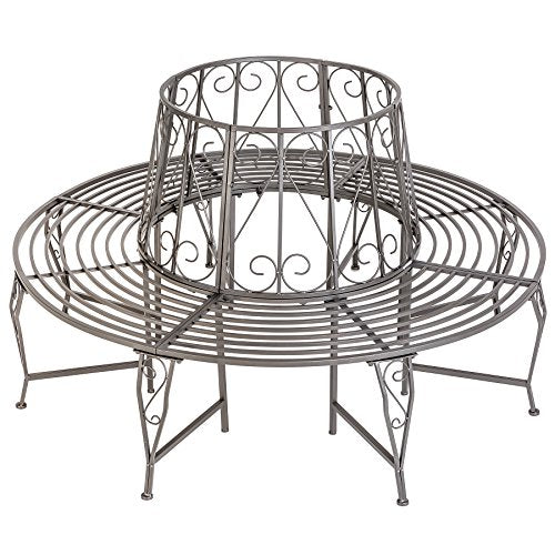 TecTake Panchina Circolare per di Albero Metallo (164 x 164 x 89 cm) - Antracite -