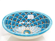 Aqua Azul – Lavabo Talavera messicano – Cerames | Lavabo da incasso 44,5 x 36 x 13 cm | Lavabo ovale per bagno, bagno degli ospiti
