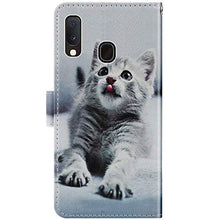 URFEDA Cover Compatibile con Samsung Galaxy A20e Custodia Pelle Cover Retro Flip Case Colorato Cover Portafoglio Magnetica Libro Cuore Custodia Libretto Antiurto Cover Supporto Stand Wallet Case Gatti