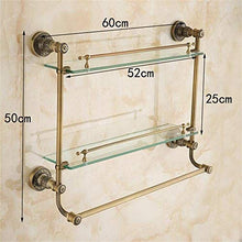 GDFEH Bagno Scaffale Completo Doppia Tiers Bagno Bagno Scaffale per Doccia Scaffale Scaffale Temperato Posaggio in Vetro temperato Scaffale per Il Bagno Staffa cosmetica 19.6x23.6x20.4 Pollici