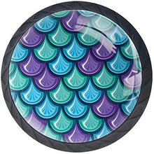Reticolo viola verde blu della squama Pomelli per Porta Set di 4 Pomelli per Mobili Manopole per Cassetti Cucina Armadio Vetro