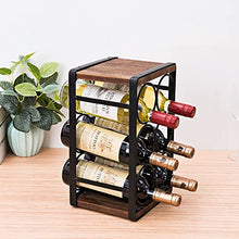 Tinyuet Portabottiglie da Appoggio in Legno Rustico, Portabottiglie di Vino Kit per Ripiani da Cucina Presentazione e Wine Bar-6 Bottiglie-32 * 24 * 18cm